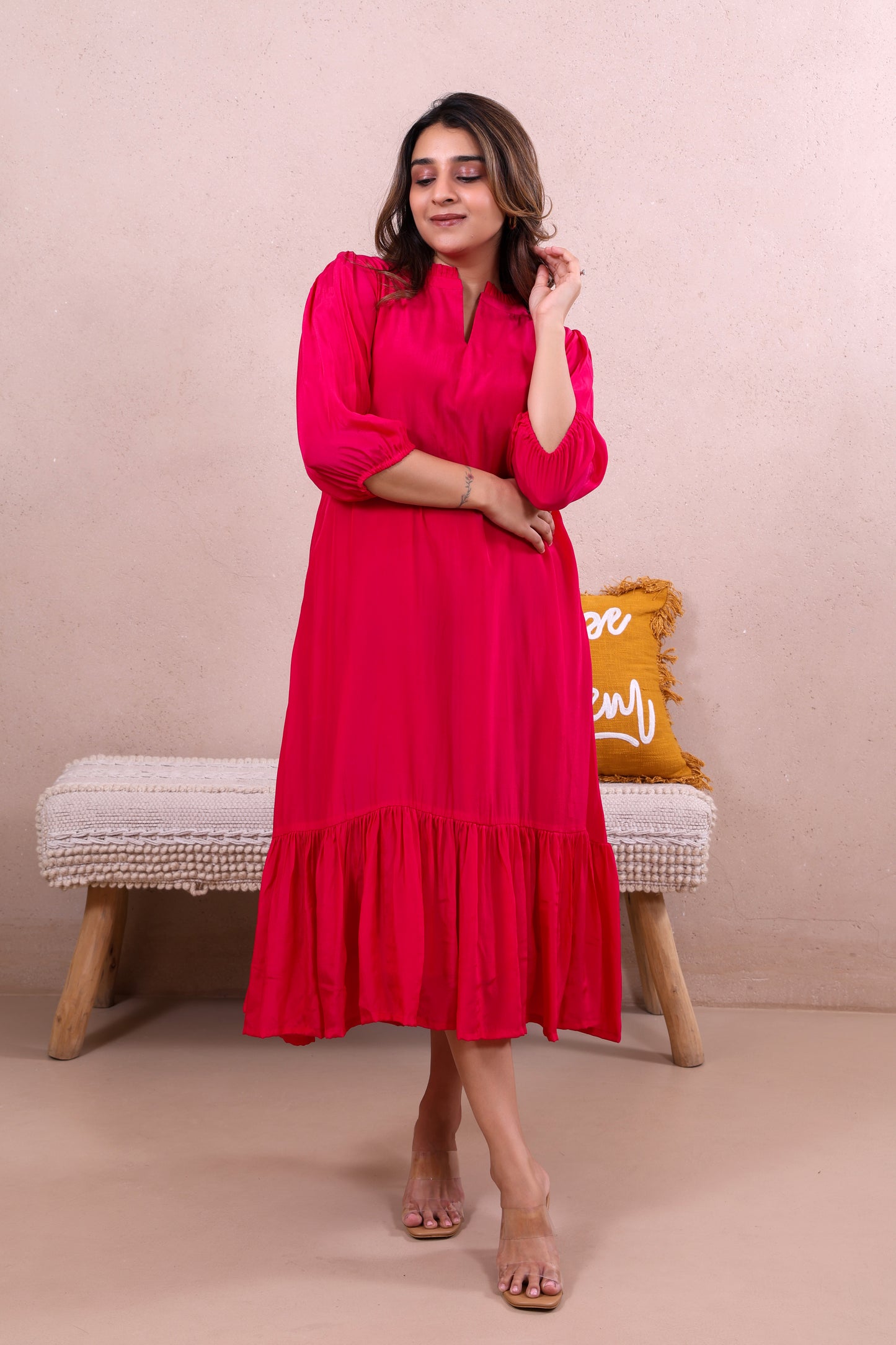 Fuschia Pink Midi Dress