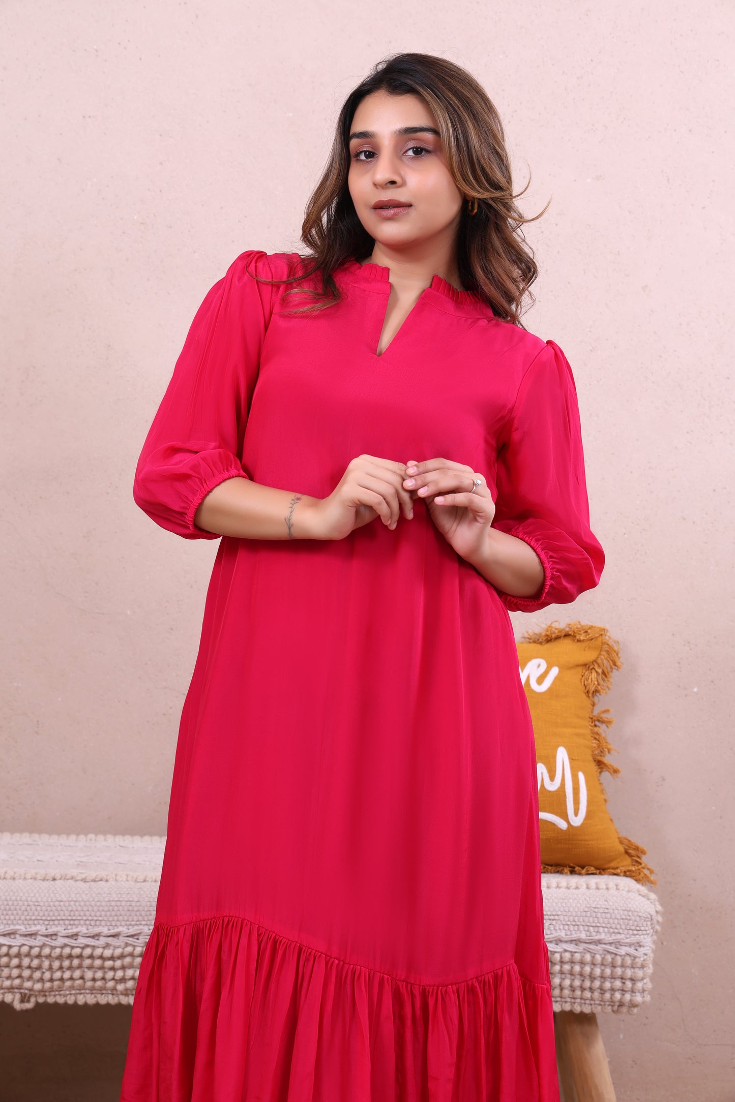 Fuschia Pink Midi Dress