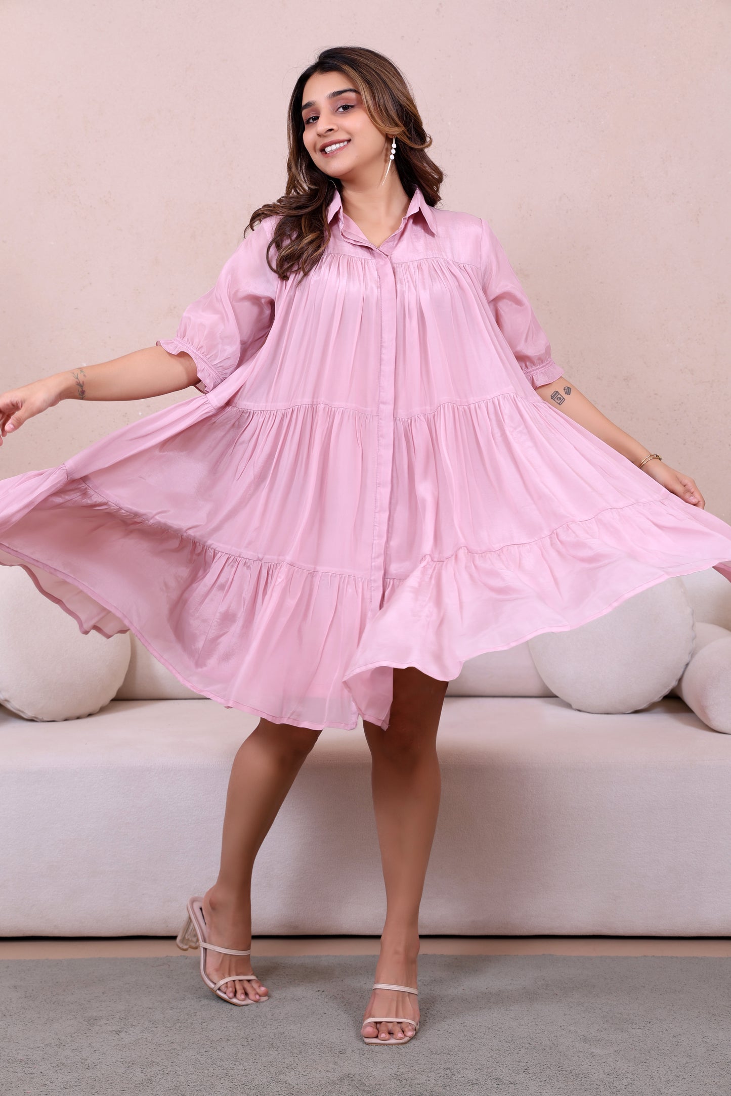 Baby Pink Layered Dress