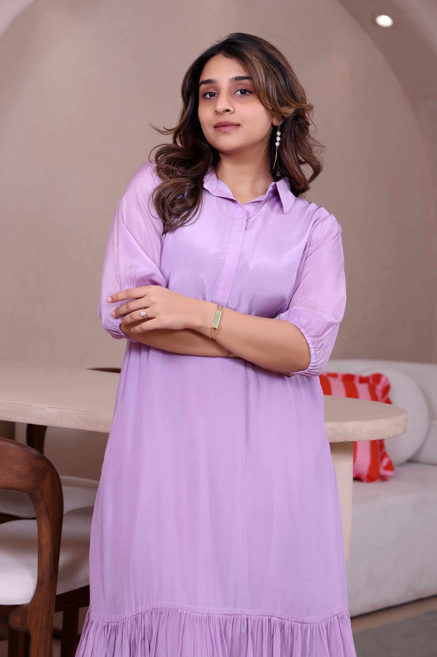 Lavender color Dress with Pocket