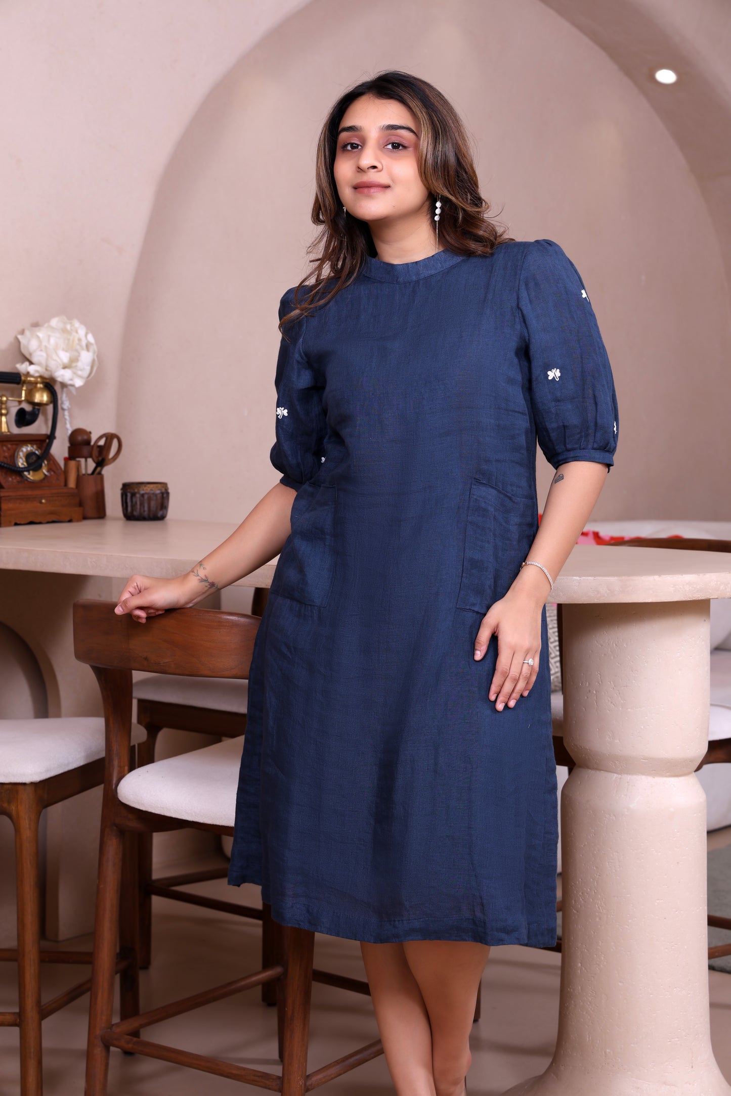 Blue Linen Dress