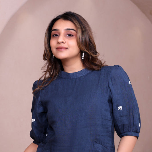 Blue Linen Dress