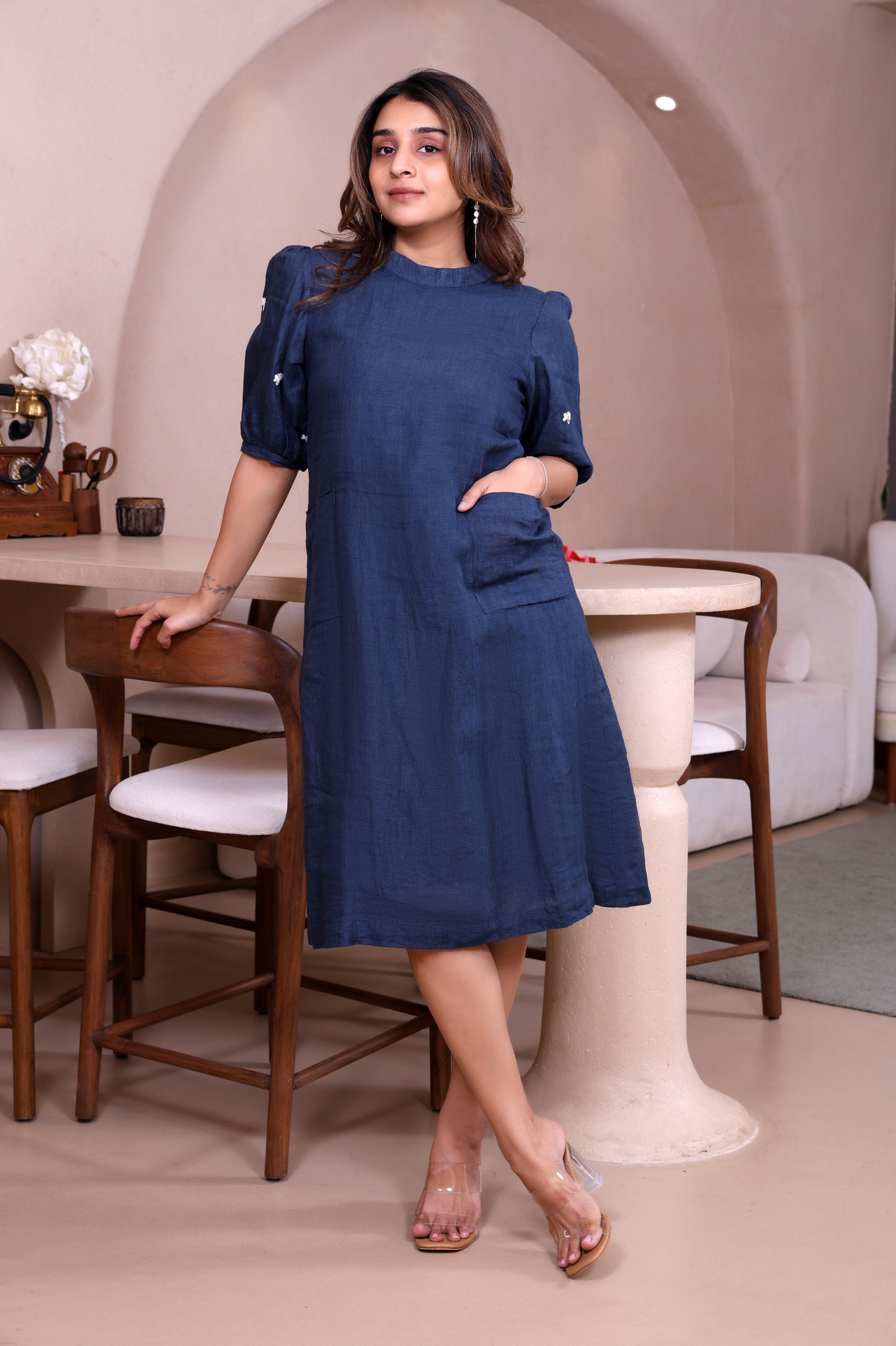 Blue Linen Dress