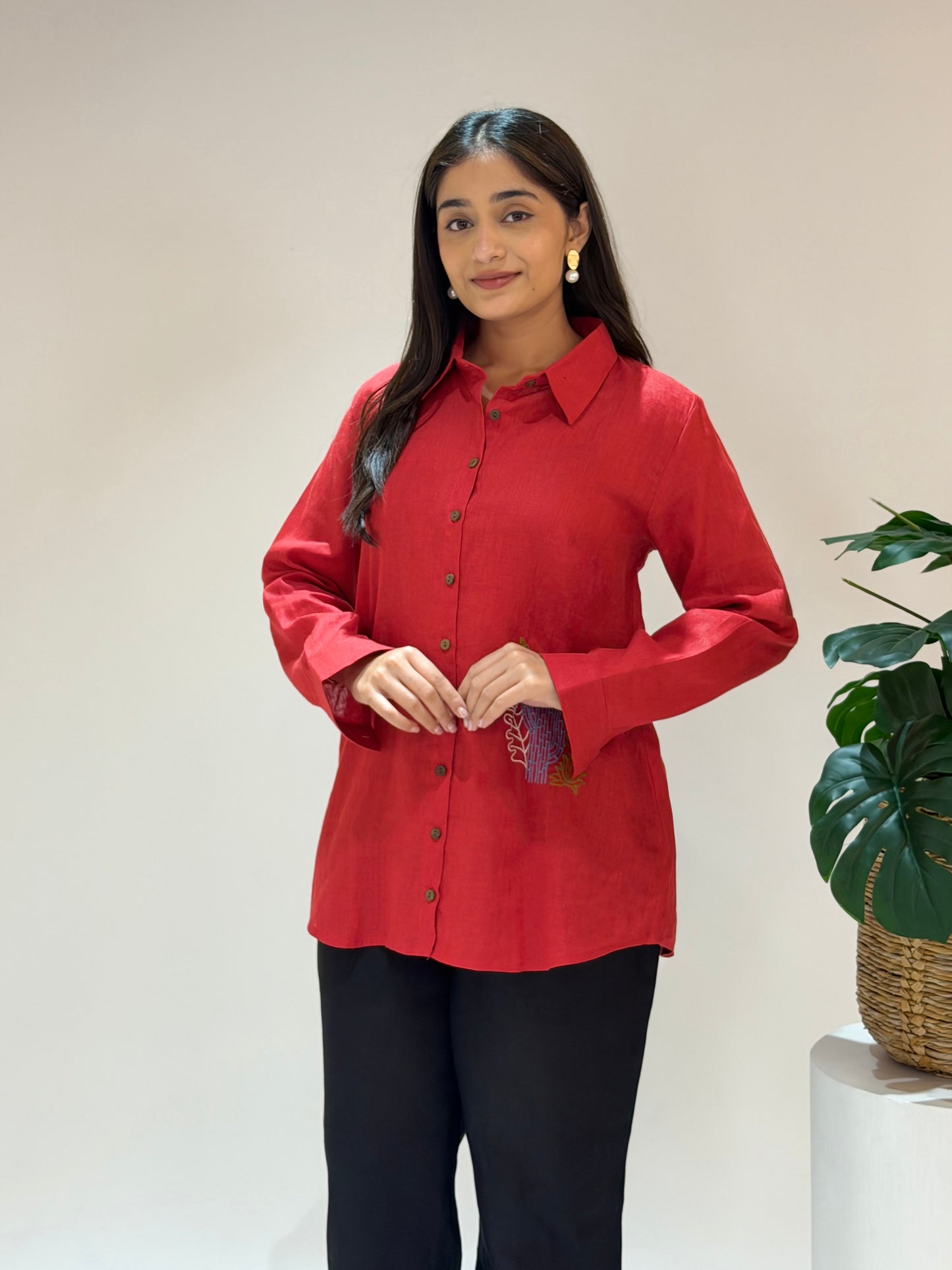 Linen Shirt - Red