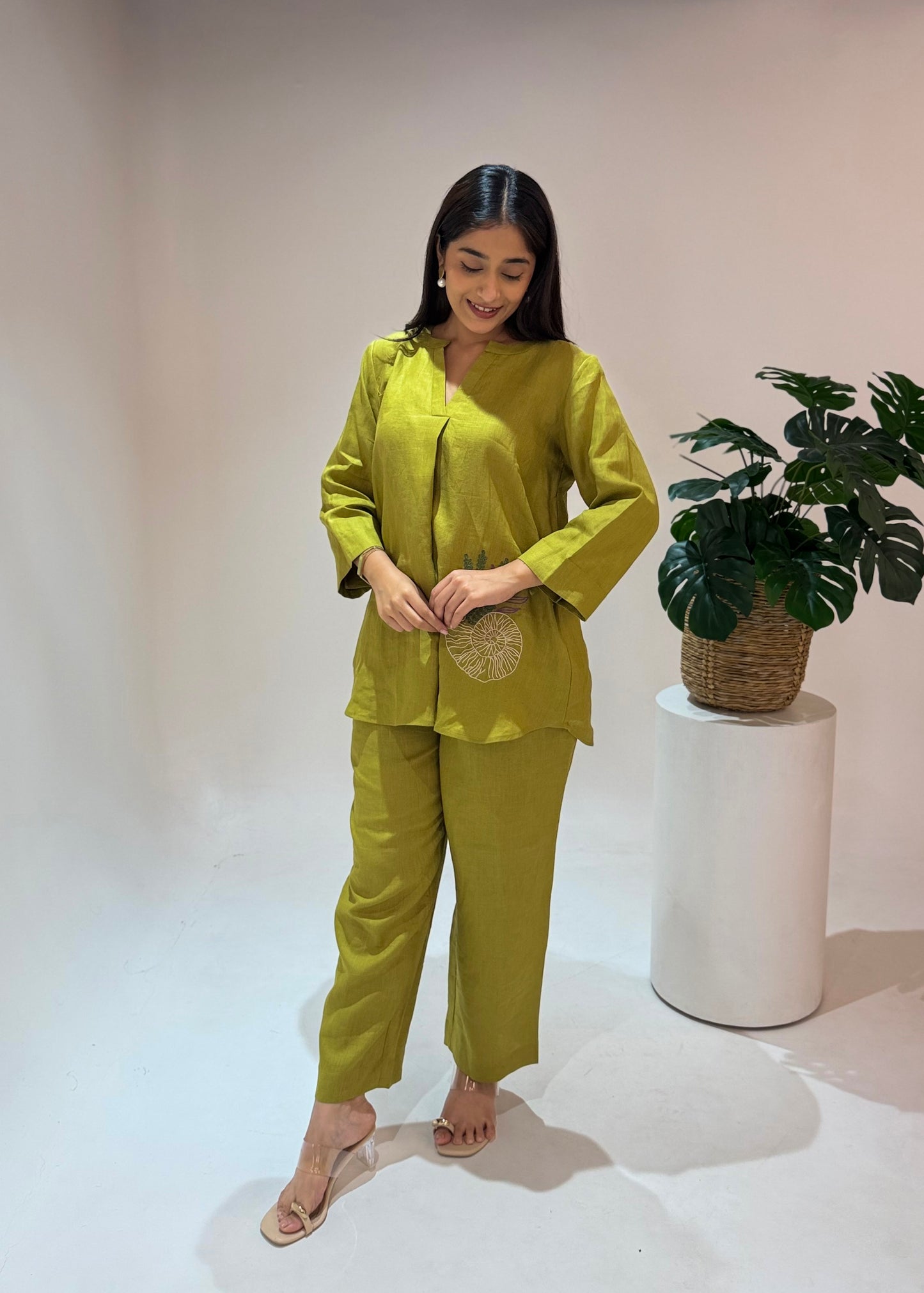 Linen Co-Ord set- Olive Green