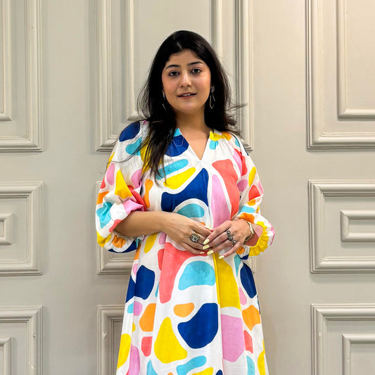 Abstract Printed Cotton Dress