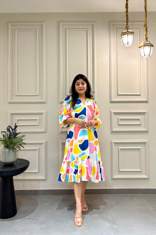Printed Cotton Dress - Abstract