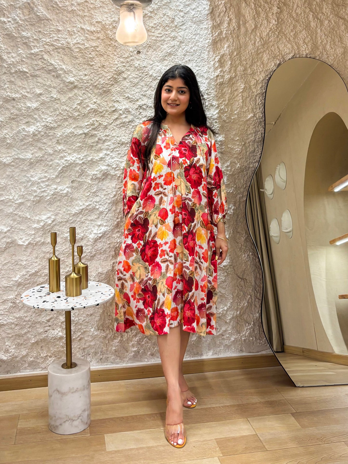Floral Printed Linen Dress
