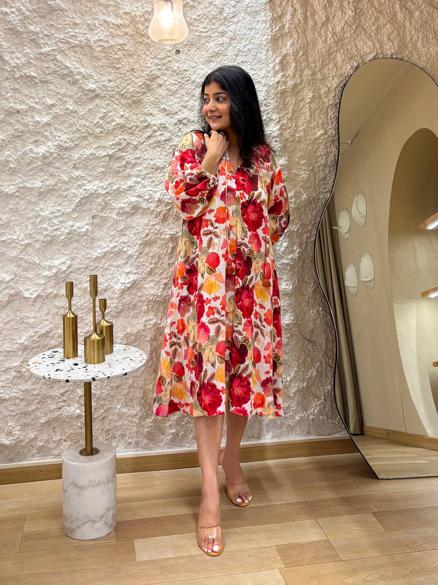 Floral Printed Linen Dress