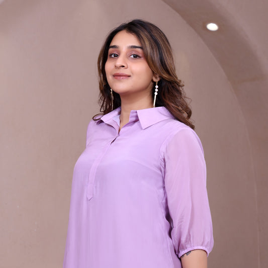 Lavender color Dress with Pocket