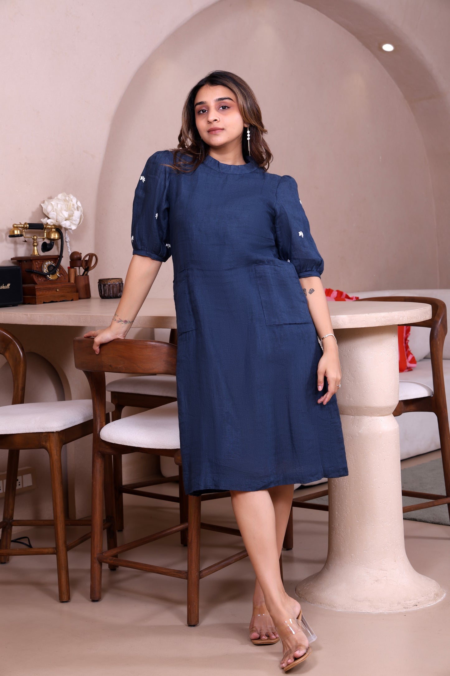 Blue Linen Dress