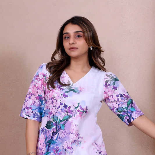 Flower Cotton Linen Dress