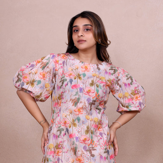 Flower Cotton Linen Dress