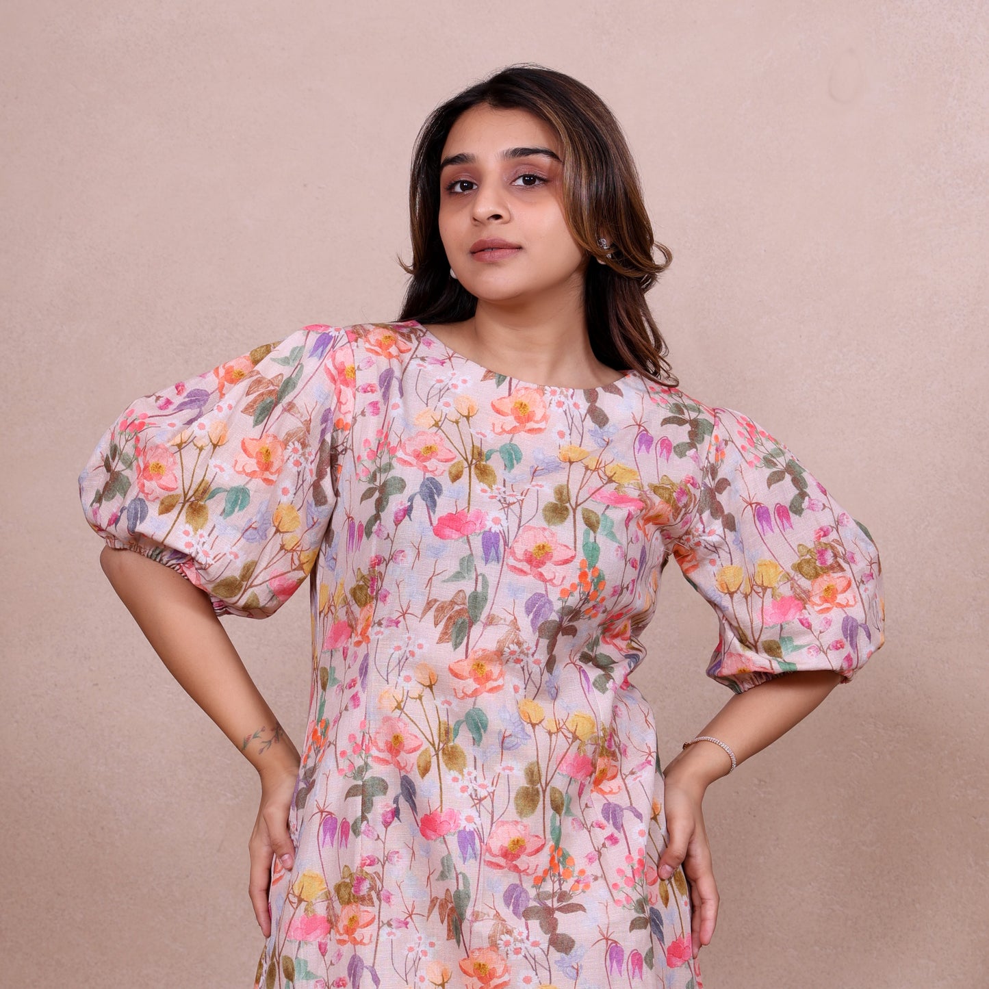 Flower Cotton Linen Dress