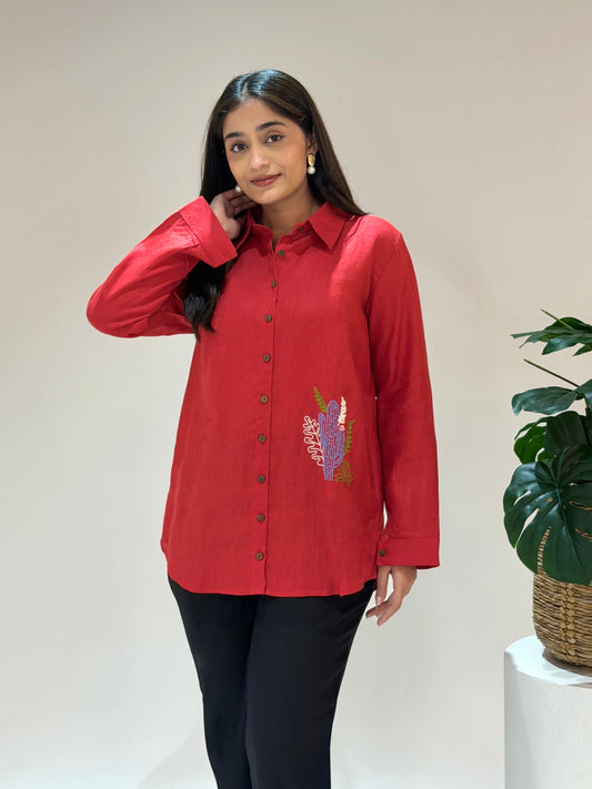 Linen Shirt - Red