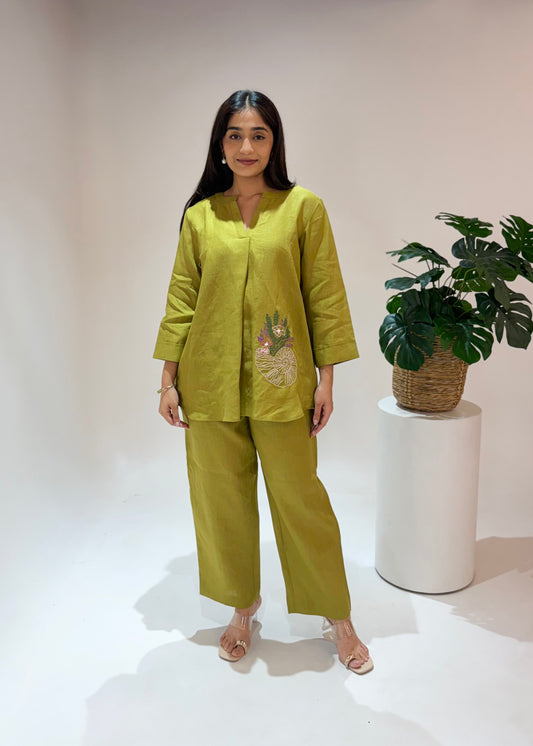 Linen Co-Ord set- Olive Green