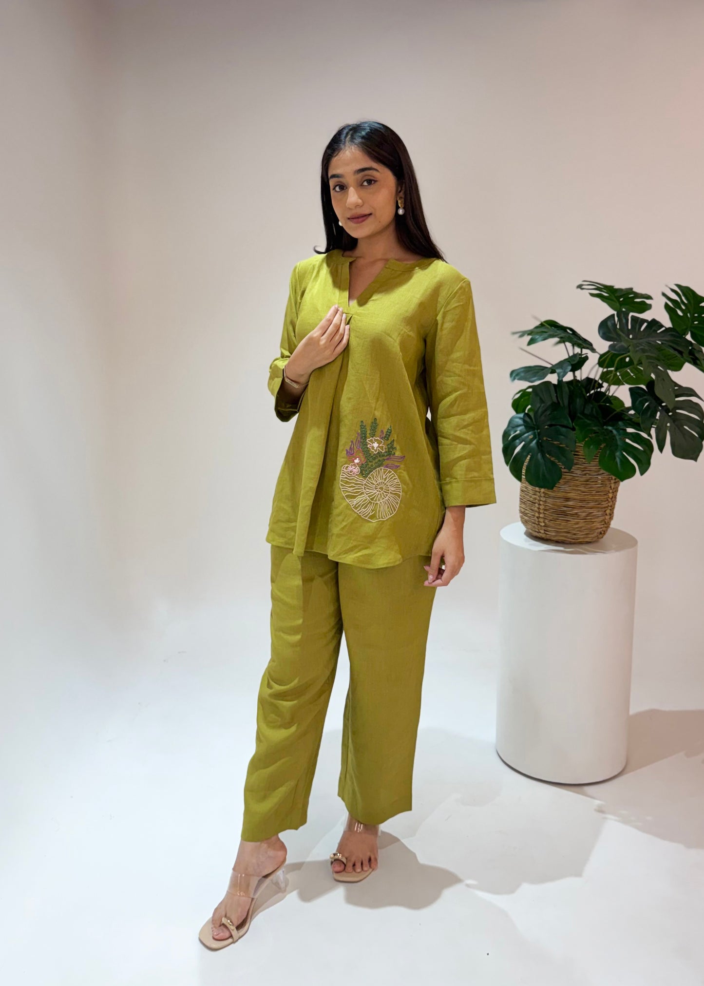 Linen Co-Ord set- Olive Green