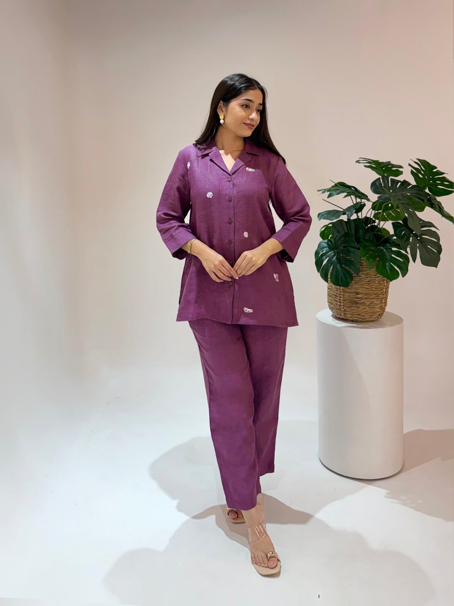 Linen Co-Ord set- Purple