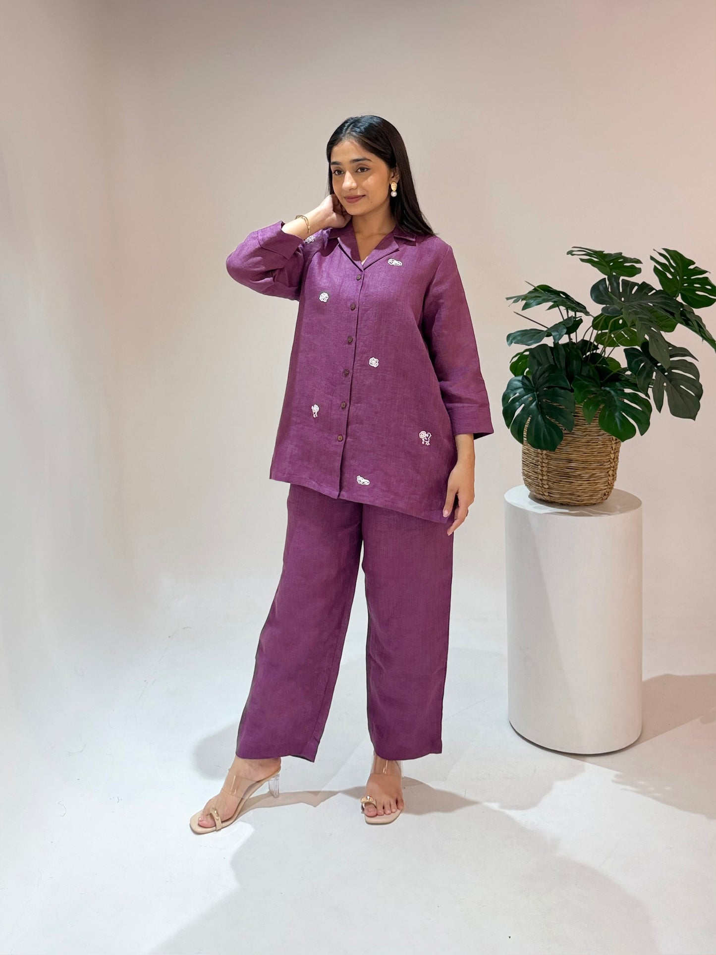 Linen Co-Ord set- Purple