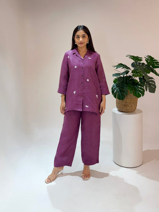 Linen Co-Ord set- Purple