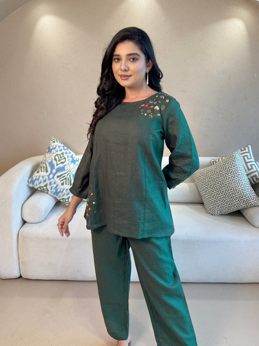 Linen Co-Ord set- Green