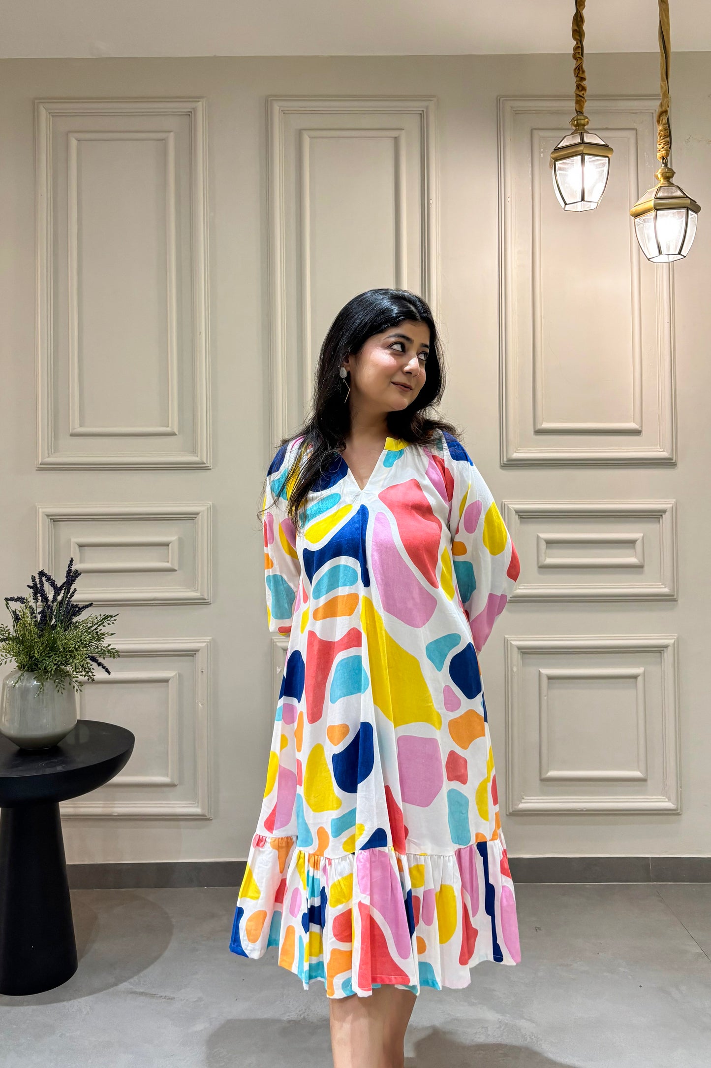 Abstract Printed Cotton Dress