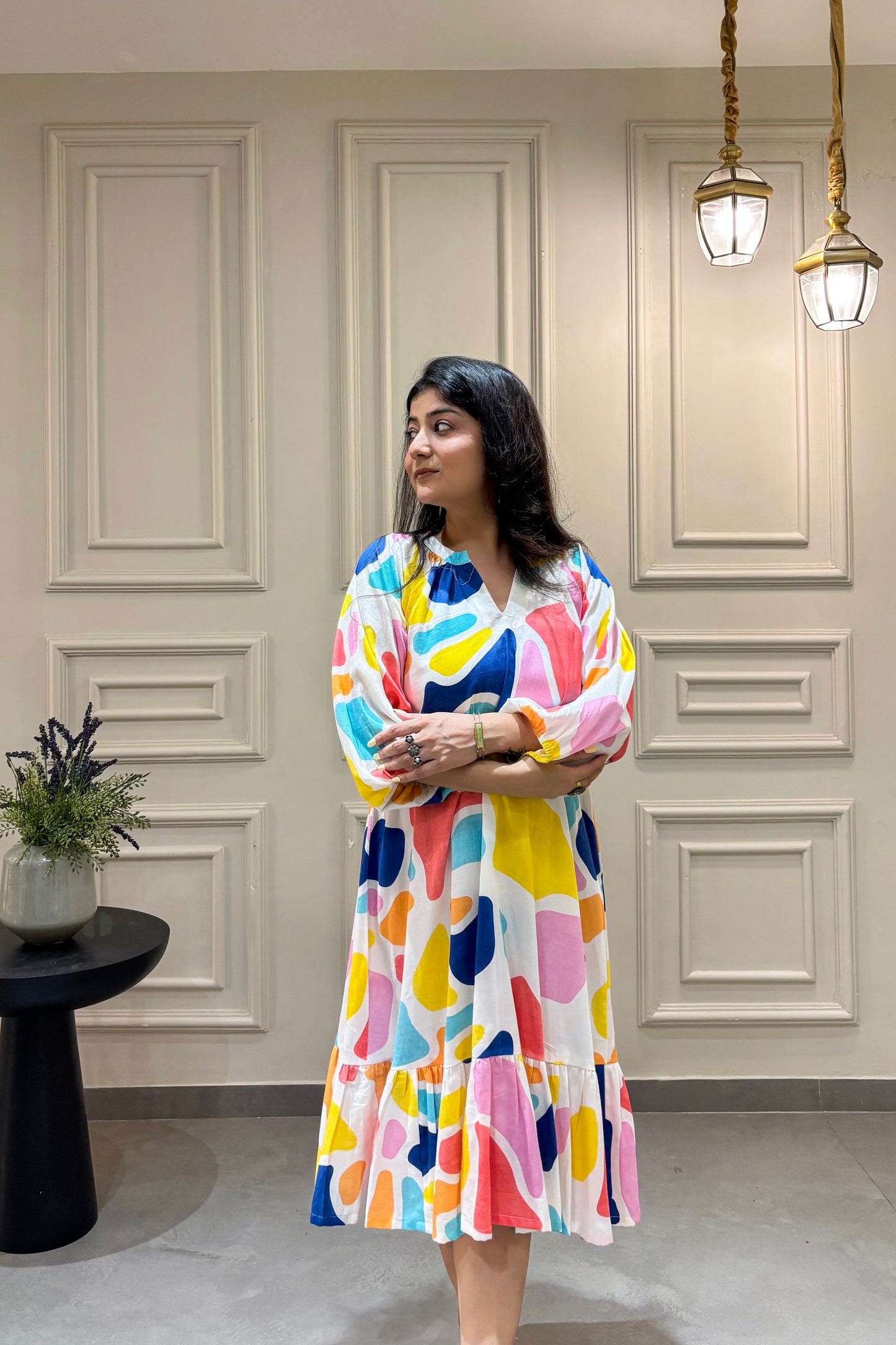 Abstract Printed Cotton Dress
