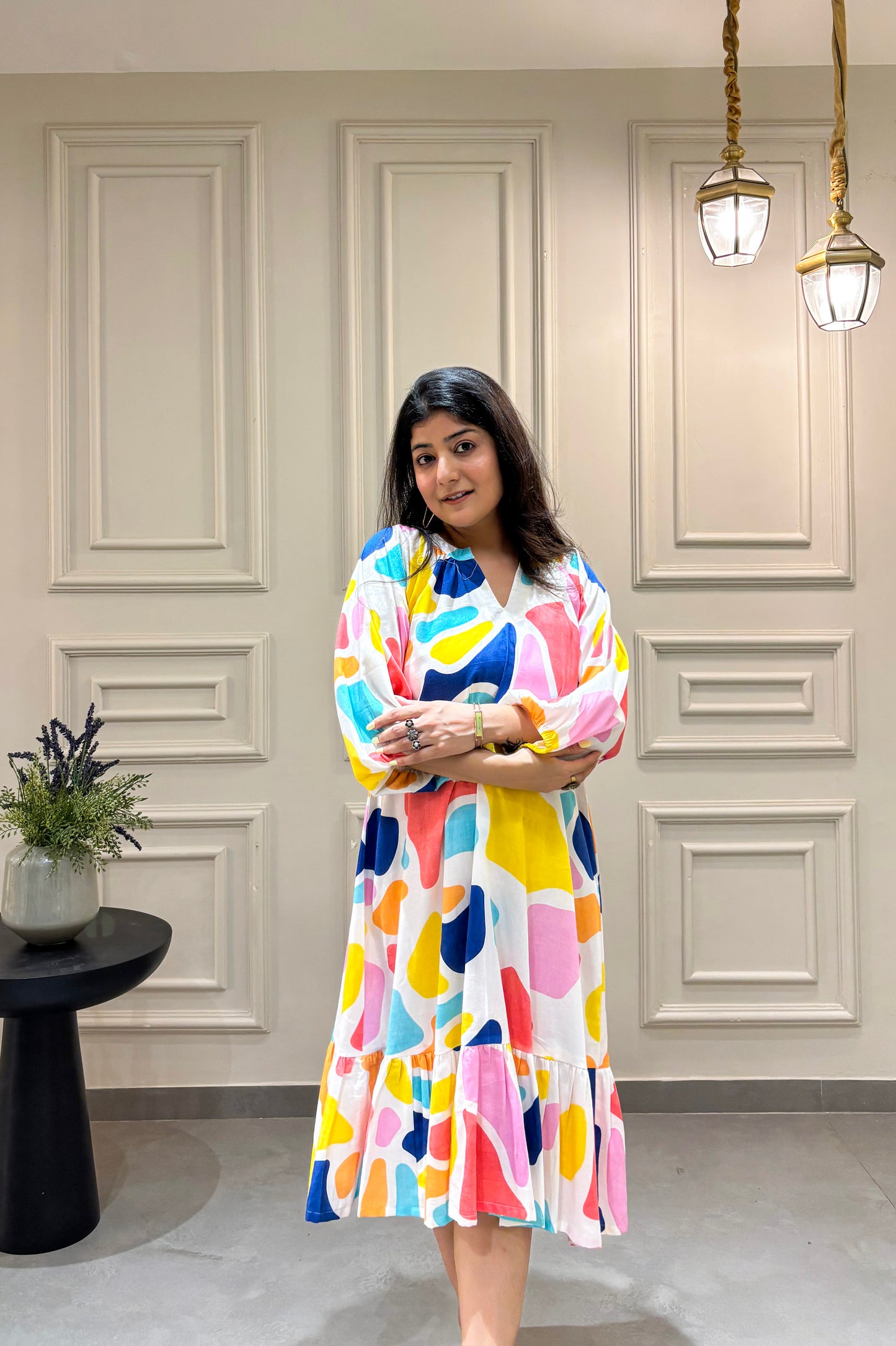 Abstract Printed Cotton Dress