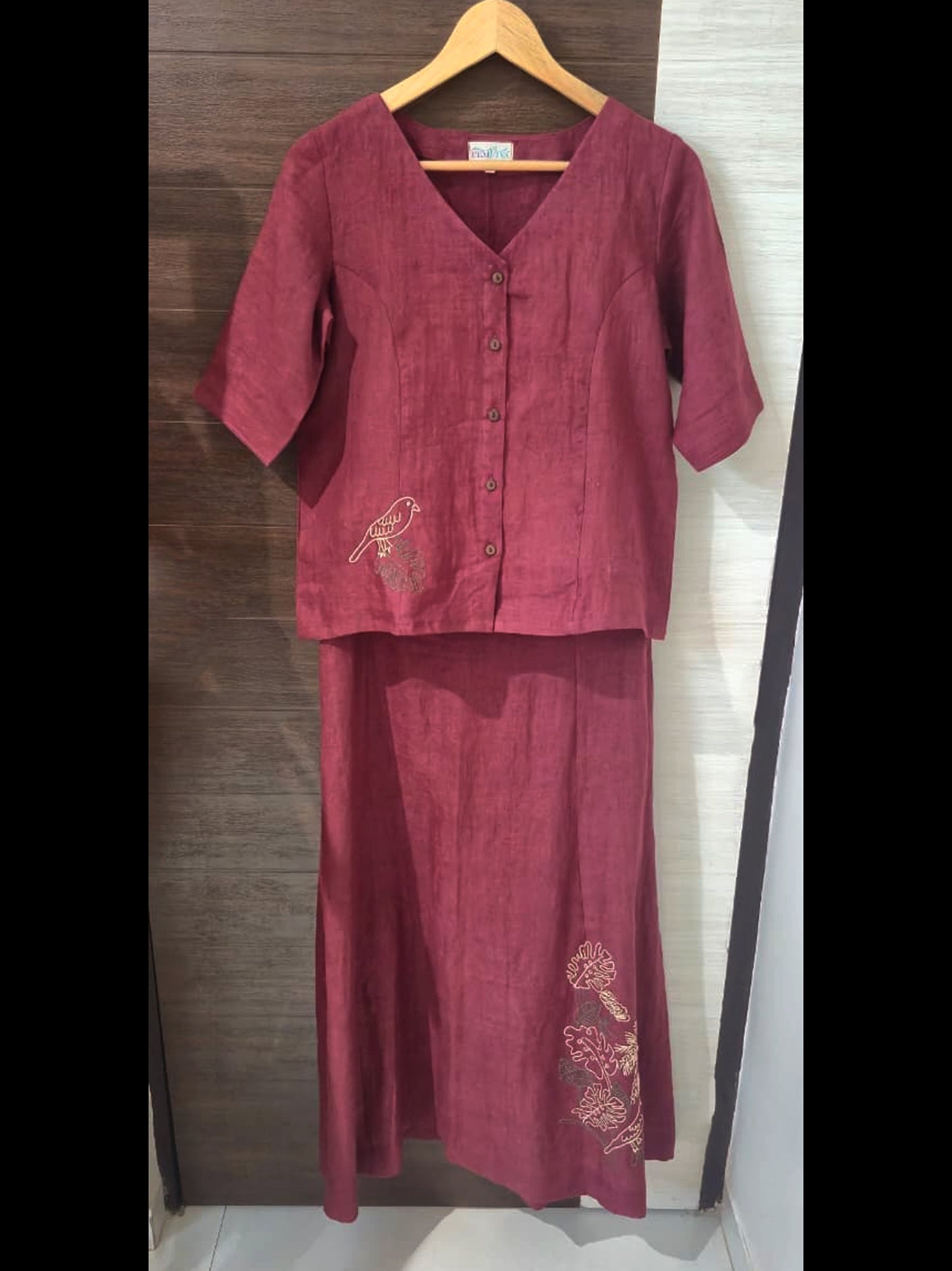 Linen Top with Skirt - American Brown